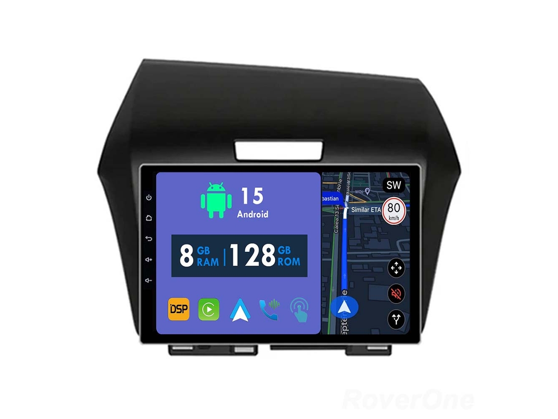 Auto Rádio Carro Bluetooth Autoradio 8GB RAM 128G ROM CarPlay Navegação GPS Ecrã Táctil RoverOne para Honda Jade 2015-2020  