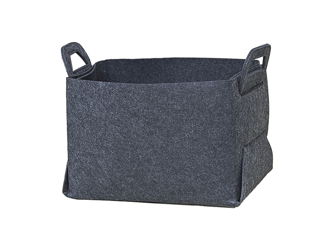 Cesta de Armazenamento de Feltro Grande Capacidade Plegável com Alças para Roupa Brinquedos Preto Cinza | S/MARCA