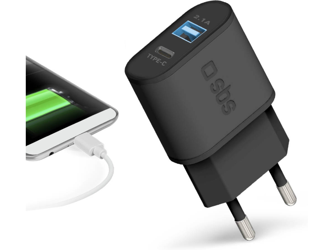 Carregador Parede SBS Fast Charge 2 USB Preto