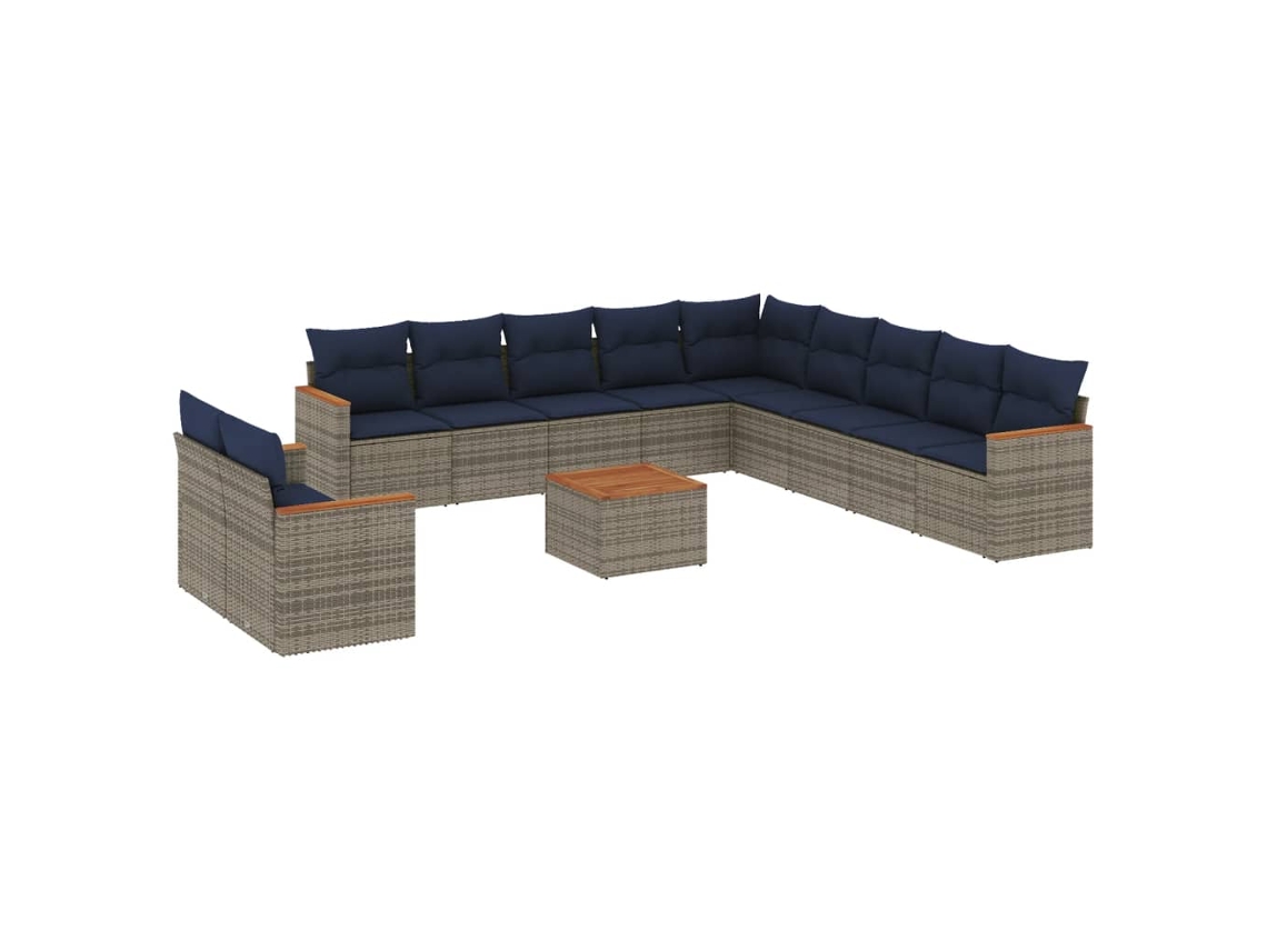 Conjunto de Sofá de Jardim, 12 Peças, Almofadas, Rattan Cinza MAISON EXCLUSIVE