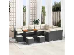 Vidaxl Conjunto De Sofá De Jardim 13 Unid. Preto Vime Pe