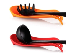 Portavasos De Silicona Para Cocina, Reposacucharas Con Mango Hundido Y Agujero Para Colgar, Color Rojo Y Naranja