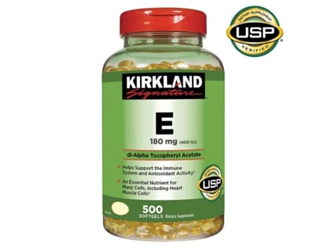 KIRKLAND SIGNATURE Vitamina e 180 mg 400 UI 500 cápsulas gelatinosas