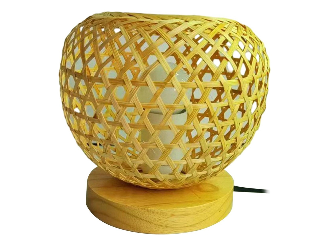 Luminária De Mesa De Bambu Trançado, Luminária De Mesaslowmoose