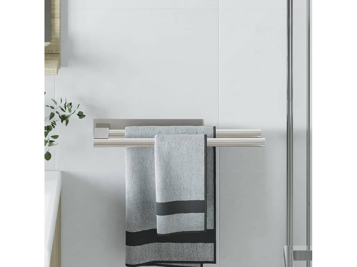 Vidaxl Suporte De Toalha Prateado 40 X 9 X 4 Cm Aço Inoxidável