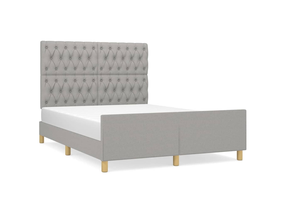 Bed Frame With Headboard, Bed Frames With Headboards Vidaxl Cinzeto Tecido (140 X 200 Cm)