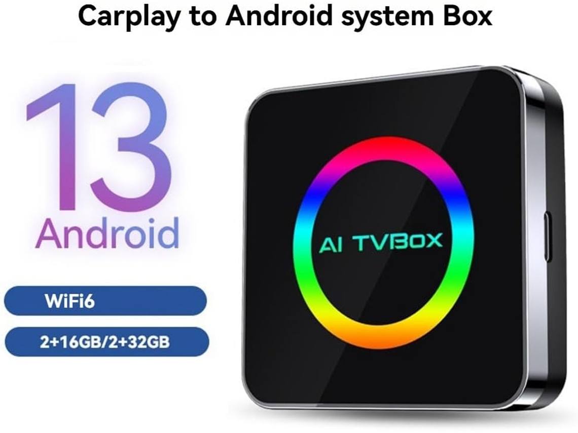 Android 13 Ai Tvbox Ai Box Carplay Wifi6 2g32g Carplay Nenhum/android Auto Carplay Para Android Ai Box 2g32g Zeuxo