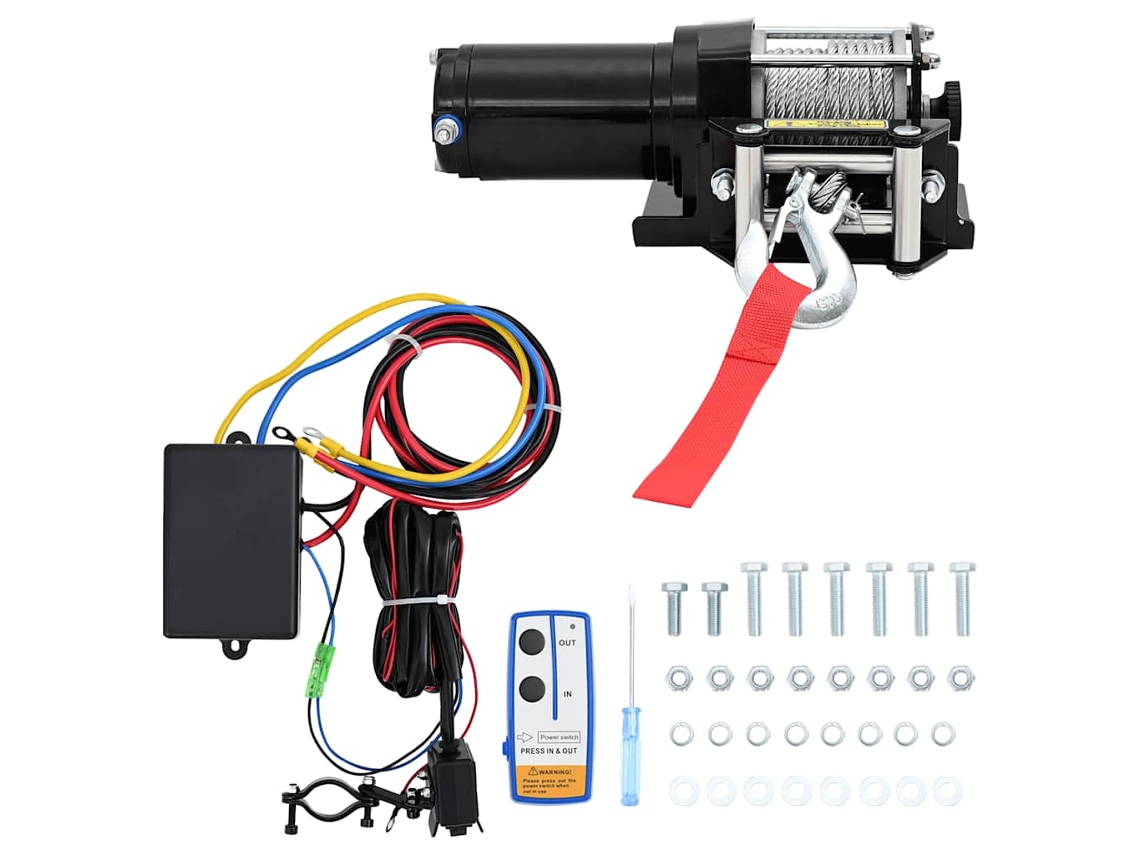 Guincho De Cabo Bloco De Polia 12v Com Sem Fio Controle E Placa 1360kg