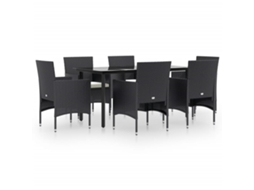 Garden Dining Set, Garden Dining Sets Vidaxl Preto Rattan / Vime (160 Cm Table Length)