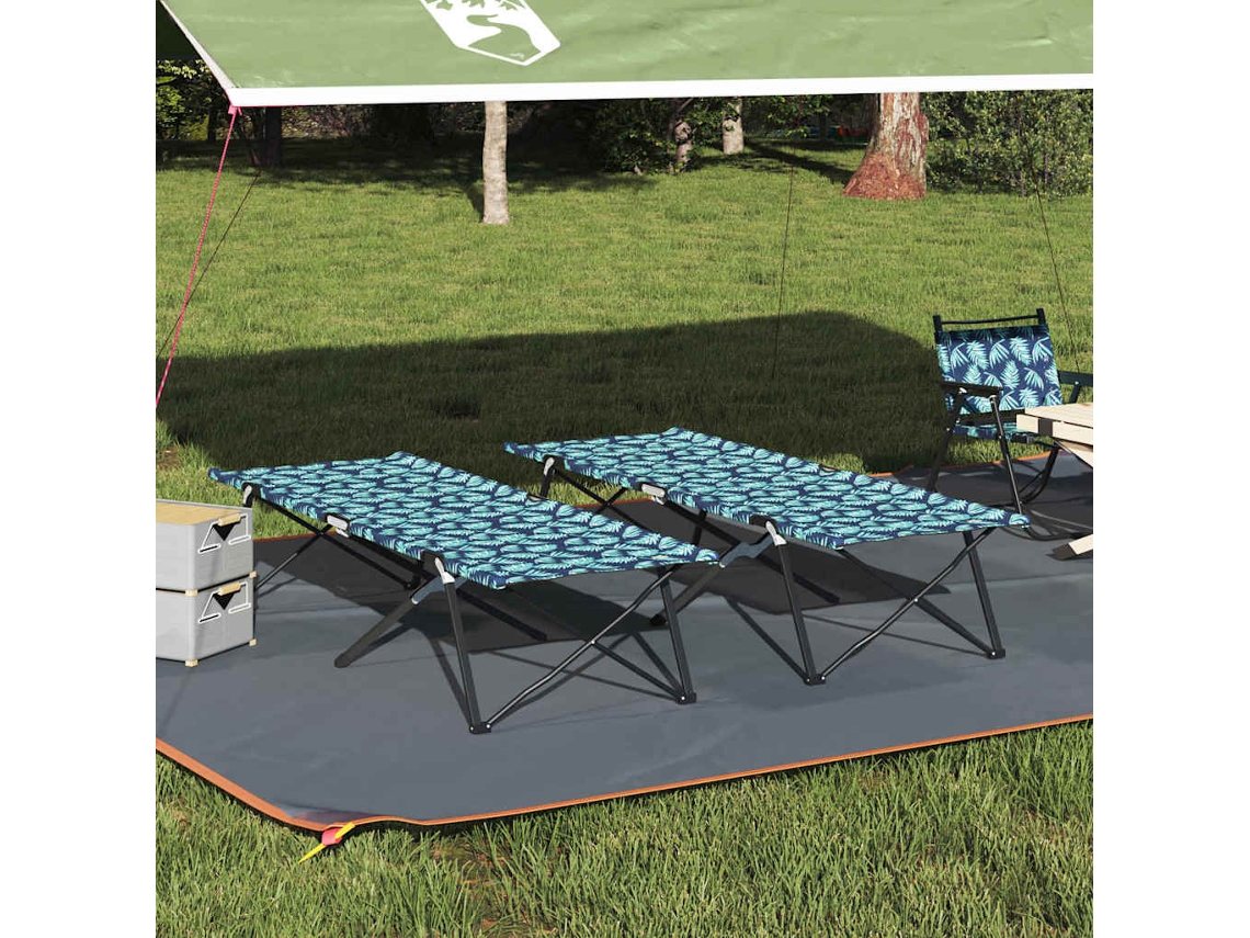 Vidaxl Cama De Camping Dobrável 2 Unid. Floresta 206 X 76 X 74 Cm