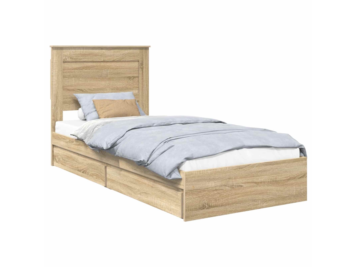 Cama com Armazenamento com Gaveta Carvalho Sonoma 100x200 cm MAISON EXCLUSIVE