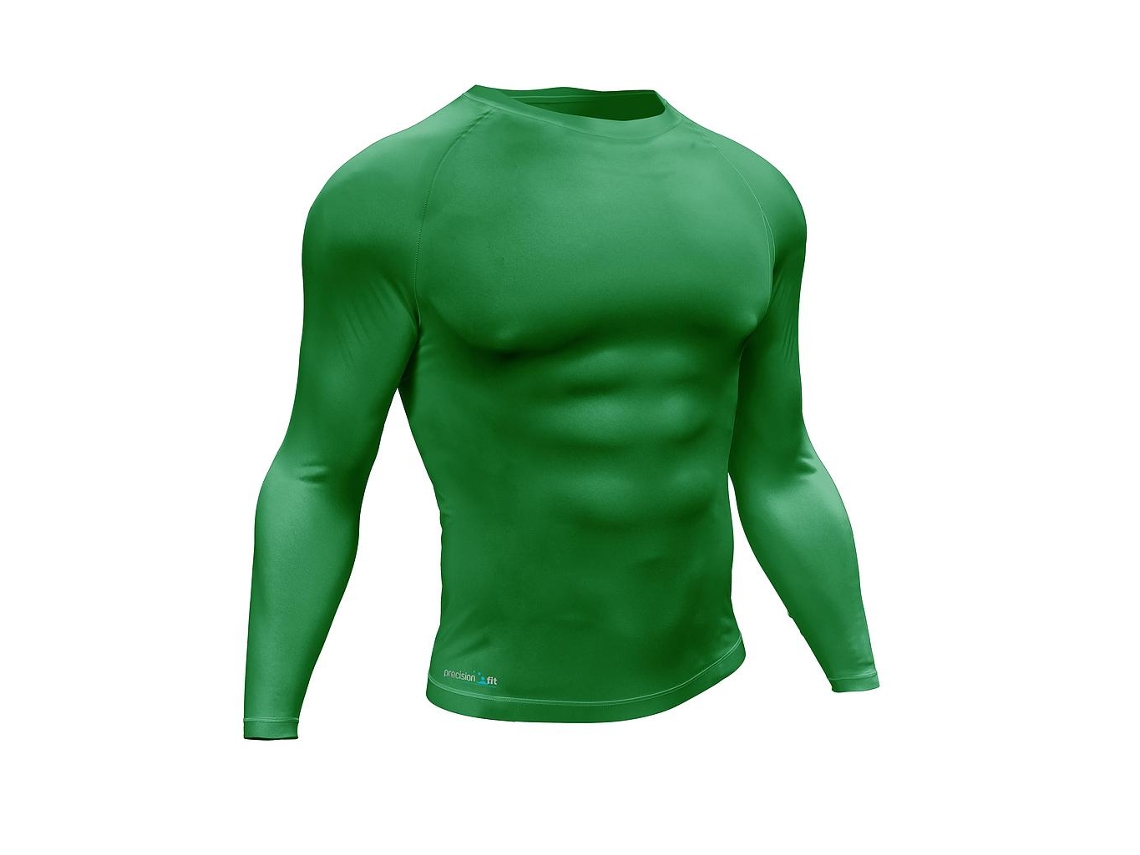 Camiseta Esportiva Precision De Manga Comprida, Camada Base, Verde, Tamanho Xs . (adulto)