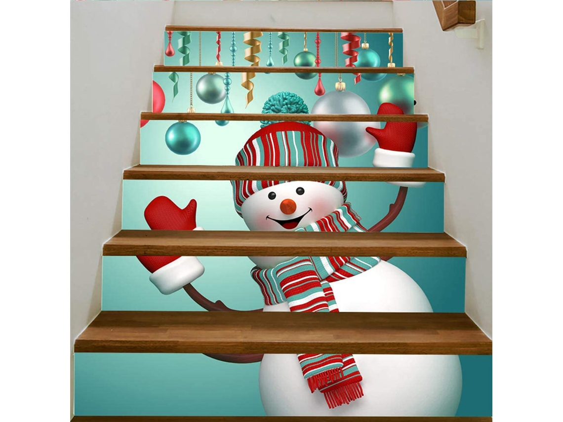 Calcomanía Decorativa De Escaleras Navideña 3d Pegatinas De Escaleras Para Hogar Impermeable muñeco De Nieve