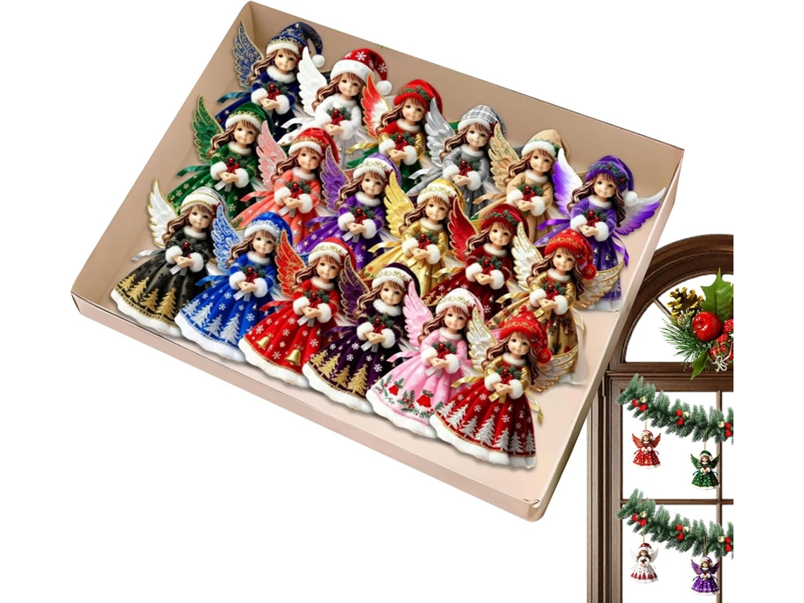 Enfeites De Anjo Para O Natal, Decorações Planas De Madeira Em 2d, 18 Peças |