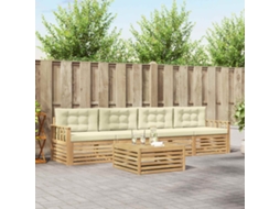 Vidaxl Conjunto De Sofás Para Exterior 5 Unid. Branco E Creme