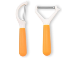 Descascador De Frutas E Vegetais De Aço Inoxidável Para Cozinha Zeuxo (laranja 1 Conjunto Incluindo 2 Peças, Vertical 1 Horizontal 1)