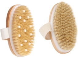 Lurelia Conjunto De 2 Escovas De Massagem Corporal Para Duche, Cabo De Madeira, Massagem Suave E Limpeza Profunda, Uso Diário Prático