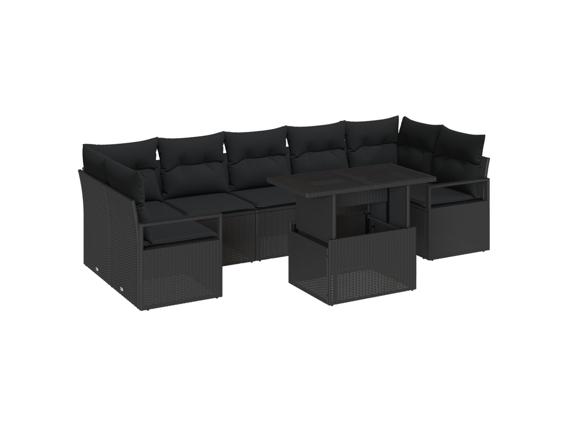 Conjunto 8 Conjunto De Sofá De Jardim Vidaxl Preto Vime Pe (100 X 55 X 73 Cm)