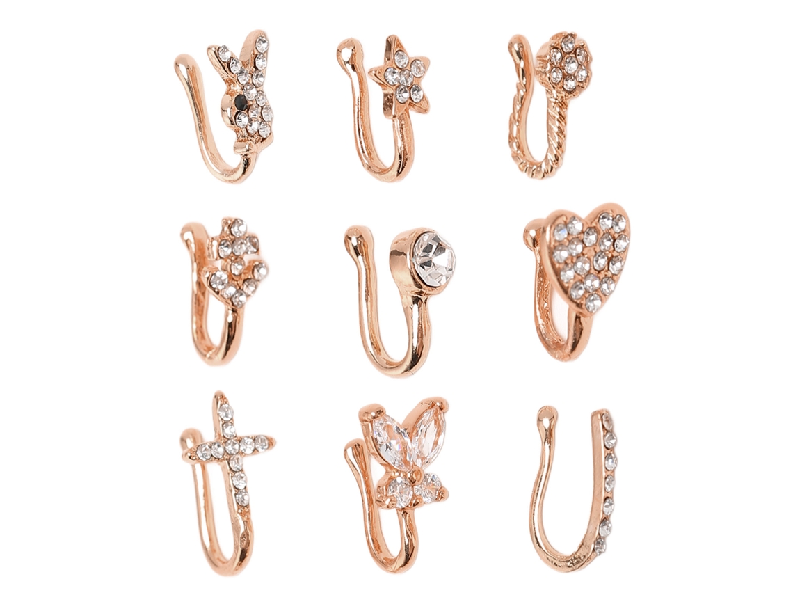 Peças De Piercing Falso Para Nariz Brilhante Moda Aneis Clip Sem Perfuração Para Mulheres Aiaididiy