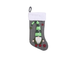 Laxiscreed Pai Natal De Tricô Cinzento Com Gnome Para Meias De Natal