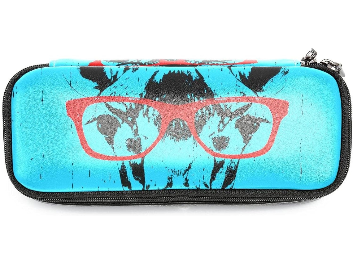 Estojo grande para lápis e marcadores com estampa de girafa, ideal para usar com óculos, organizador de maquiagem e mochila escolar.
