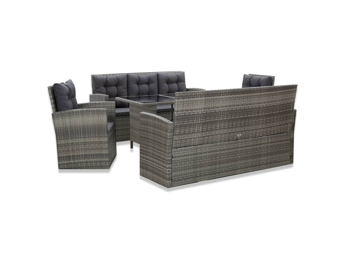 Conjunto 5 Conjunto Jantar Vidaxl Cinzeto Vime Pe (120 X 70 X 66 Cm)