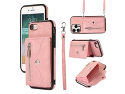 Capa Em Tpu Pele Pu Bloqueio Rfid, Com Suporte Para Apple Iphone 7 / 8 / Se (2020) / Se (2022) - Ouro Rosa