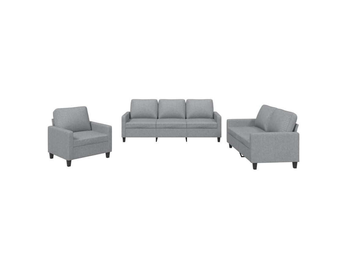 Conjunto de 3 Sofás com Almofadões Microfibra Cinzento Claro MAISON EXCLUSIVE