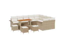 Conjunto 13 Sofá De Jardim Vidaxl Bege Vime Pe (110 X 55 X 71 Cm)