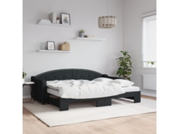 Vidaxl Sofá cama com Gavetão e Colchões 80x200 Cm Tecido Preto