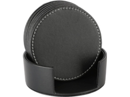 Conjunto 5 Pcs Sousplats Pu Isolamento Térmico Preto 10 Cm Dureforward
