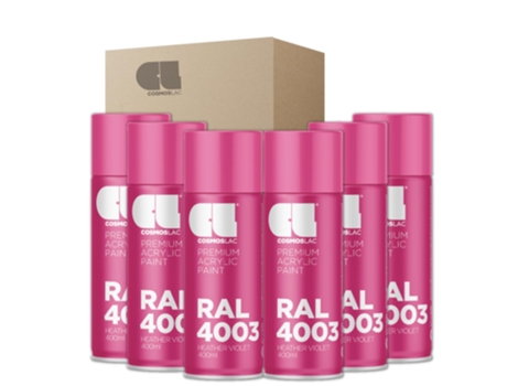 6 X Spray Acrílico Premium Brilhante Ral Cosmos Lac 400 Ml (Ral 4003 Violeta Ecru)