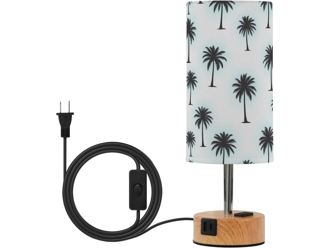 Luminária De Mesa Branca Junzan Com Portas Usb C E A, Lâmpada Led Inclusa Para Casa