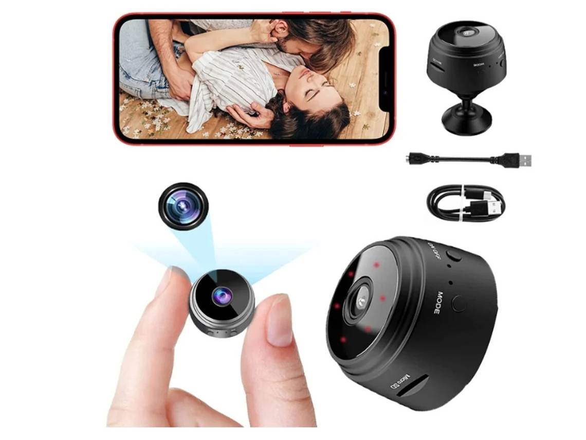 Mini Câmera Espiã Câmera Sem Fio Full Hd 1080p Com Áudio E Vídeo Monitor De Bebês Secreto Oculto Preto Yizhood
