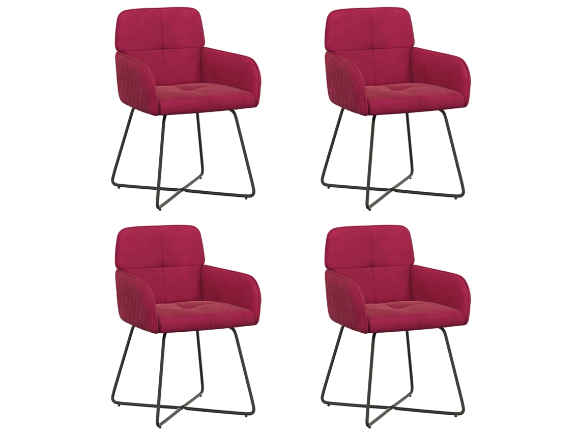 Vidaxl Cadeiras De Jantar 4 Pcs Veludo (v) Vinho Vermelho