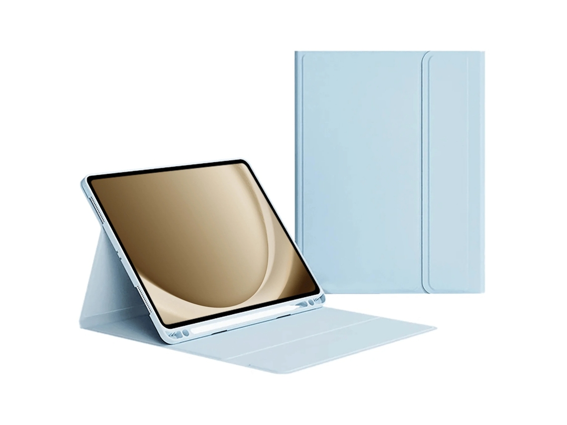 Capa Com Teclado Bluetooth Em Couro Compatível Com Ipad Pro 11 2024, Cor Azul