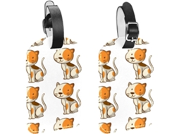 Conjunto De 2 Etiquetas Malas Viagem Masculinas Sem Costura Design Fofo Gato Poliuretano