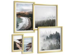 Conjunto De Pinturas Paisagens Litorâneas Florestas Montanhosas Espelharte (5 Peças)