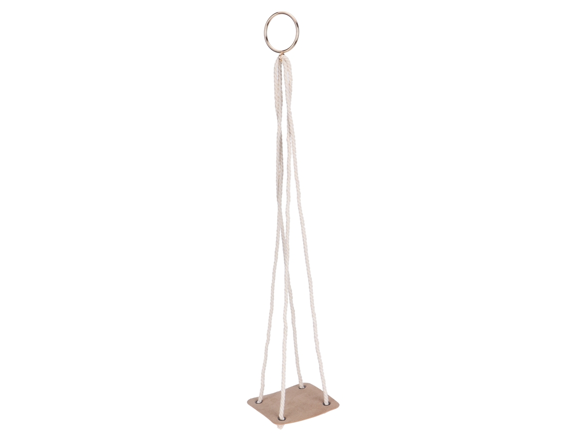 Suporte de Vaso de Plantas Pendurado Primerox com Base de Couro Pu e Corda de Algodão 10cm Amarelo