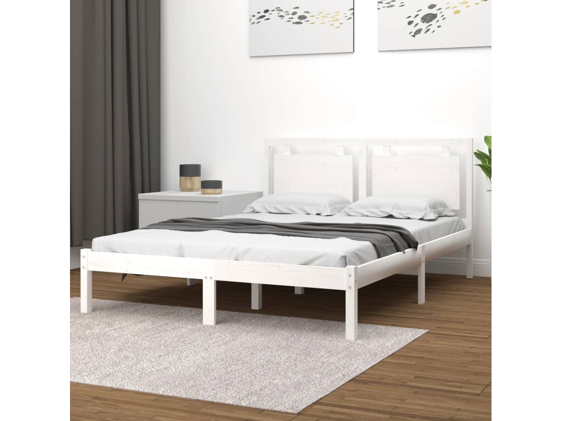 Vidaxl Estrutura De Cama 200x200 Cm Madeira Maciça Branco
