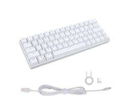Aetheria teclado Mecânico Gamer 64 Chaves Wireless 2.4g Bt5.0 Type C com Switch Azul Branco