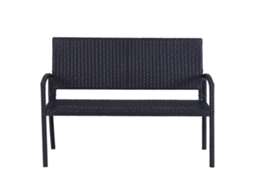 Banco De Jardim, Acabamento Com Efeito Rattan, Estrutura Em Aço, 2 Lugares, Preto, 122 X 60 X 85 Cm