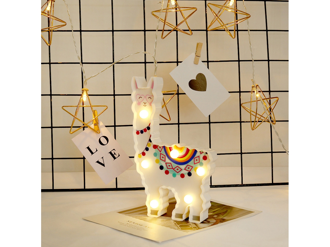 2026 lâmpada Noturna Led de 6led em Forma de Alpaca Bonita Luz Noturna Decorativa para Mesa e Mesa de Cabeceira