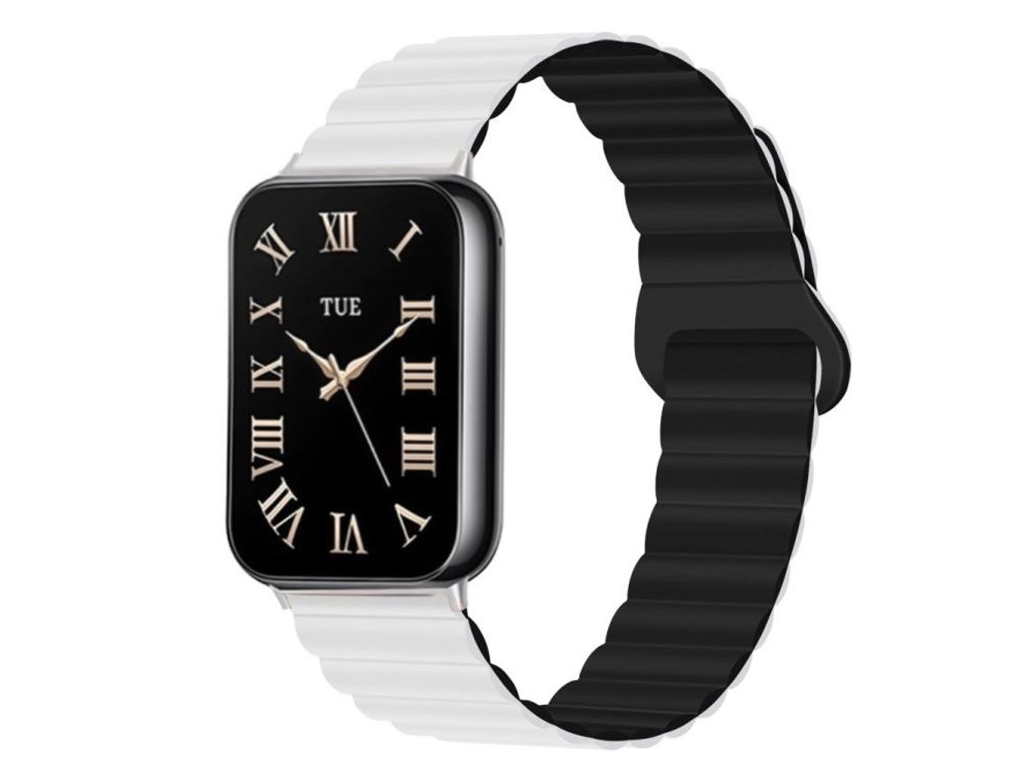 Bracelete para Redmi Watch 6 / 5 / 4 XIAOMOYU em silicone magnético reversível com duas cores branco e preto