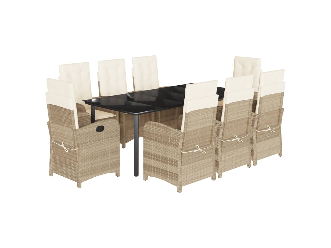 Garden Dining Set, Garden Dining Sets Vidaxl Bege Rattan / Vime (200 Cm Table Length)