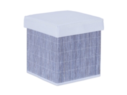 Banco Relaxdays Com Armazenamento, Estofado Macio, Dobrável, Hbt: 35 X 35 X 35 Cm, Cubo De Assento, Tecido, Bambu.