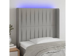 Vidaxl Cabeceira Cama C/ Luzes Led Tecido 103x16x118/128cm Cinza-claro