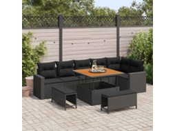 Vidaxl Conjunto De Sofá De Jardim 11 Unid. 9-número De Lugares Preto