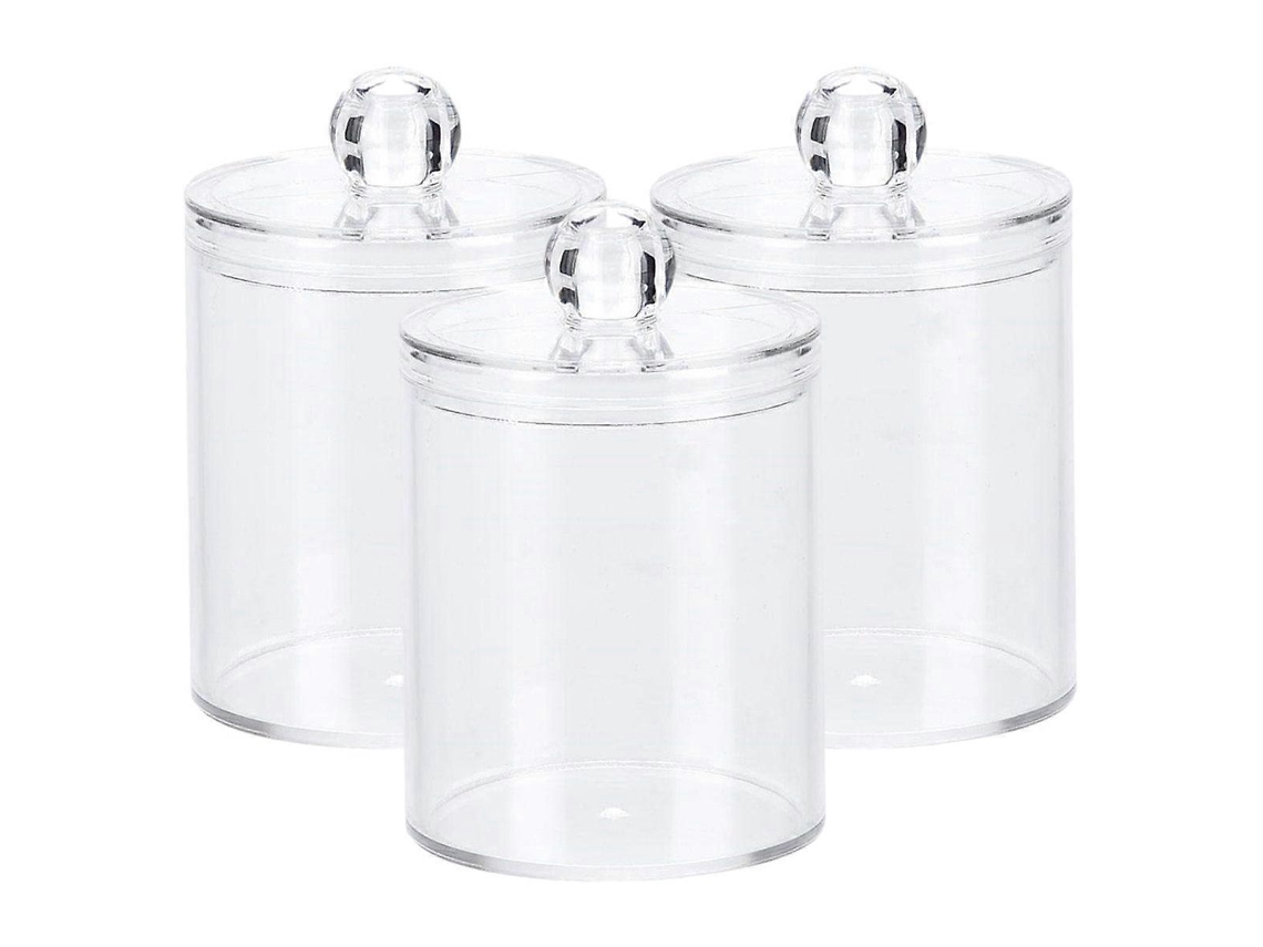 Conjunto De 3 Porta Cotonetes Pequenos, Pote Organizador De Maquiagem Transparente De 30 Cl, Dispensador Para Banheiro. Aquaforge