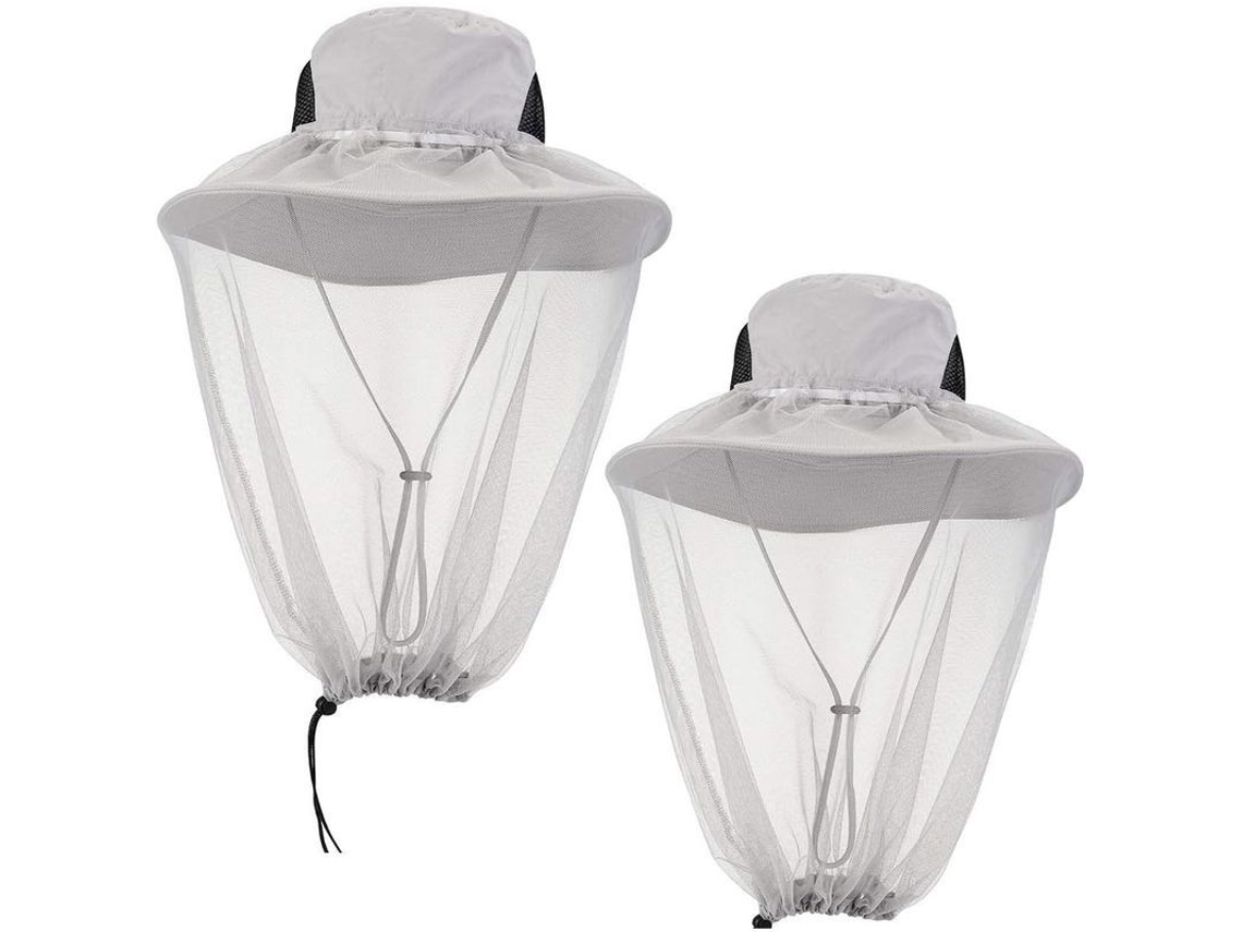 2026 2 Pacotes de Gorro Mosquitera com Véu Retrátil de Malha para Caminhada, Pesca e Jardinagem